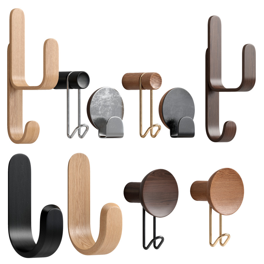 wall-hook-with-5-options-3d-model-for-vray-corona
