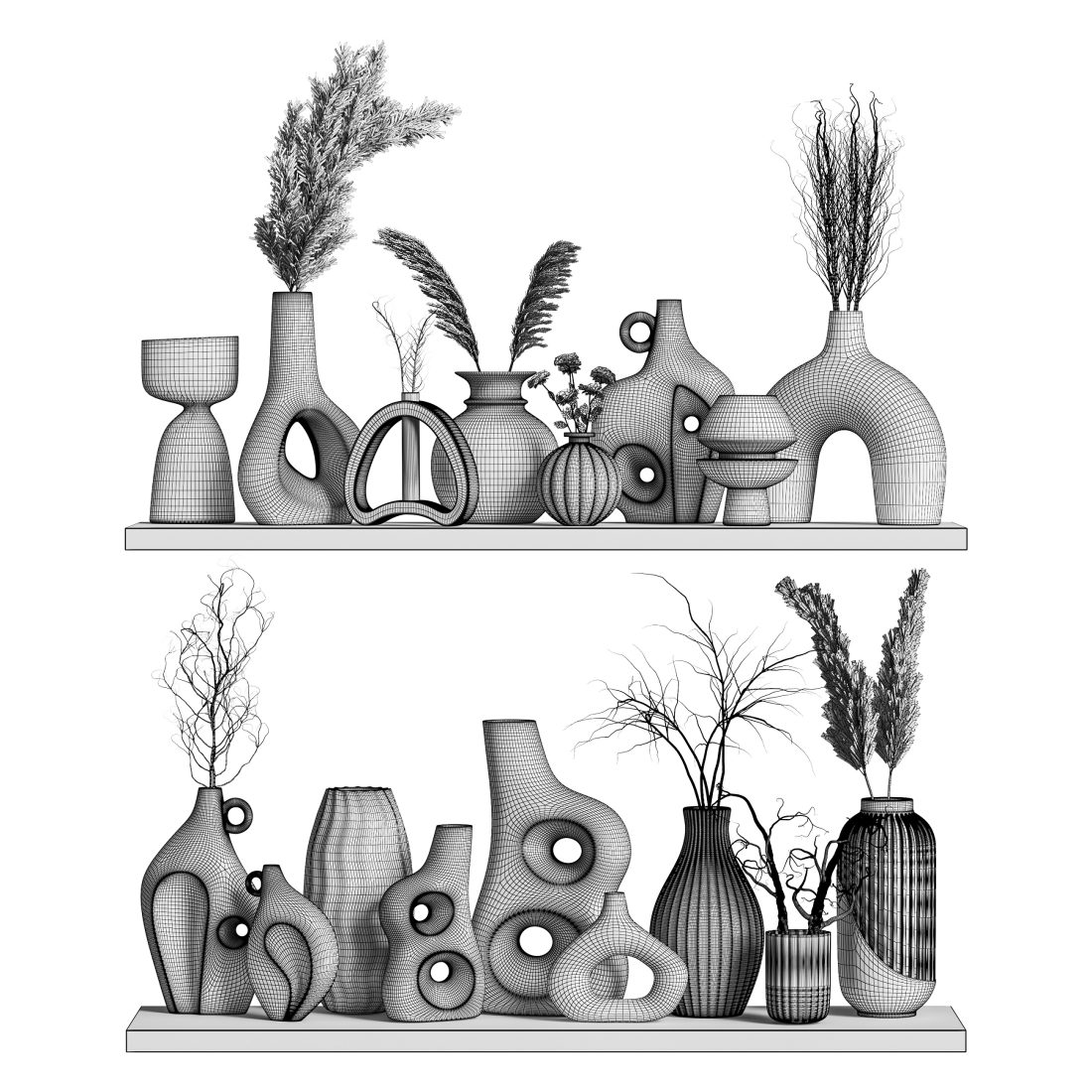 Decorative Set 17-vase Collection02 3D Model for VRay, Corona | CGMood