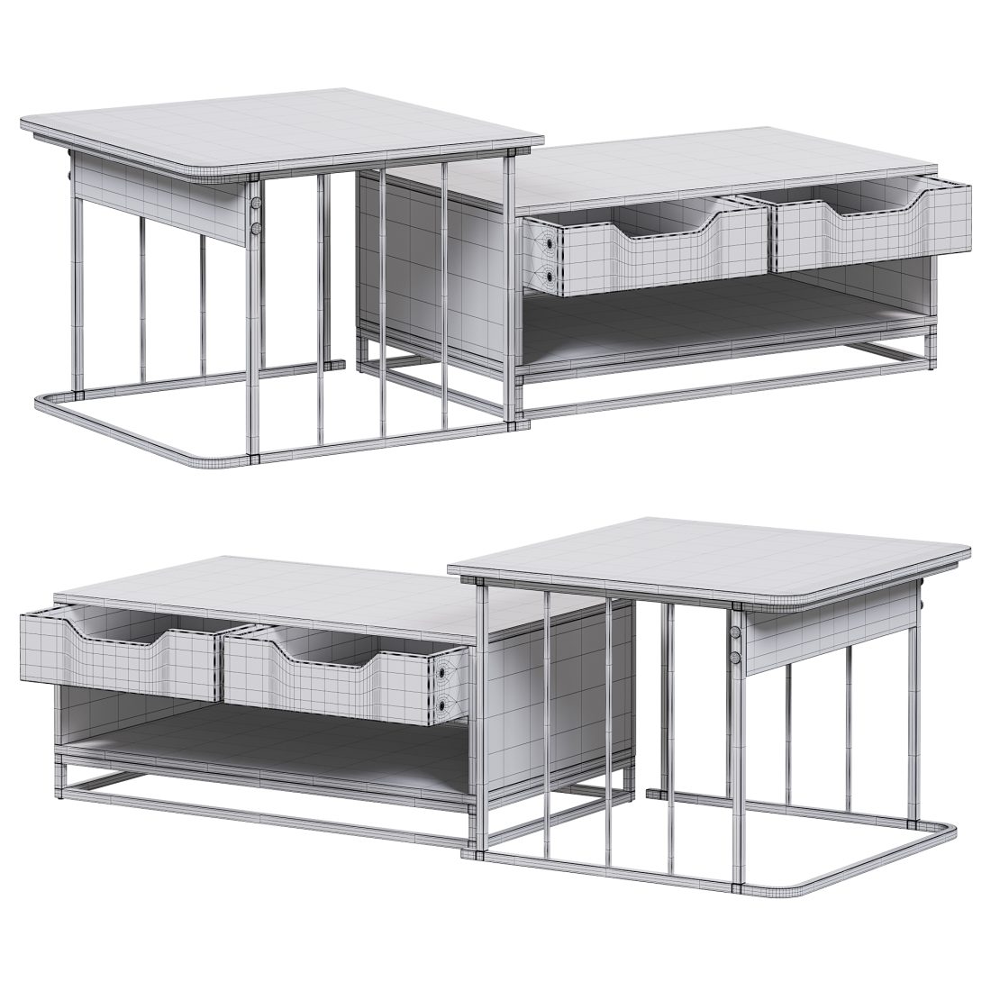 Modern Wood Nesting Coffee Table By Homary - 3D Model for Corona