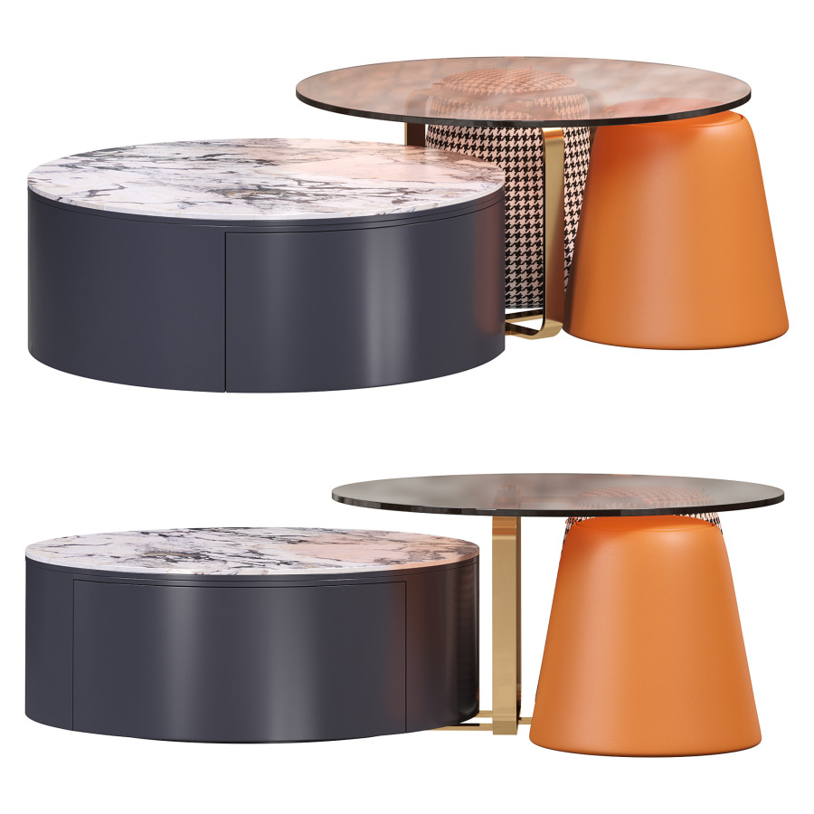 4piece Round Swivel Coffee Table By Homary 3D Model for Corona | CGMood
