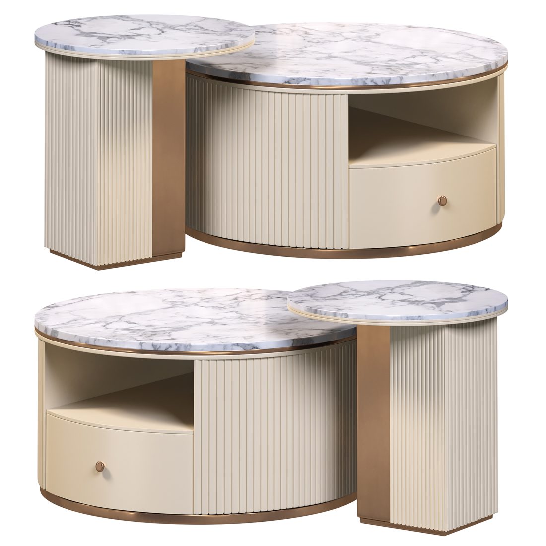 Modern Chic Round Nesting Coffee Table By Homary - 3D Model for Corona