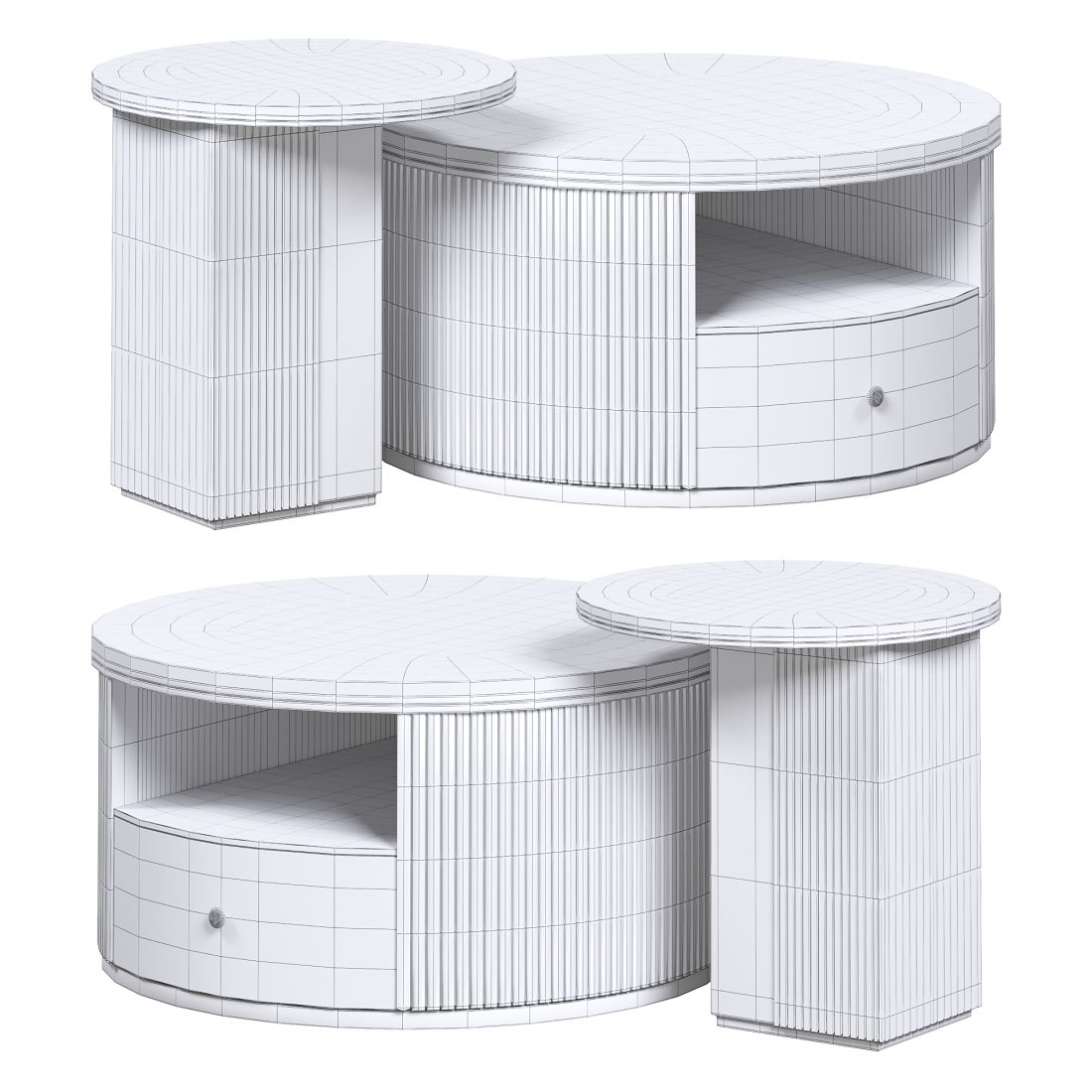 Modern Chic Round Nesting Coffee Table By Homary - 3D Model for Corona