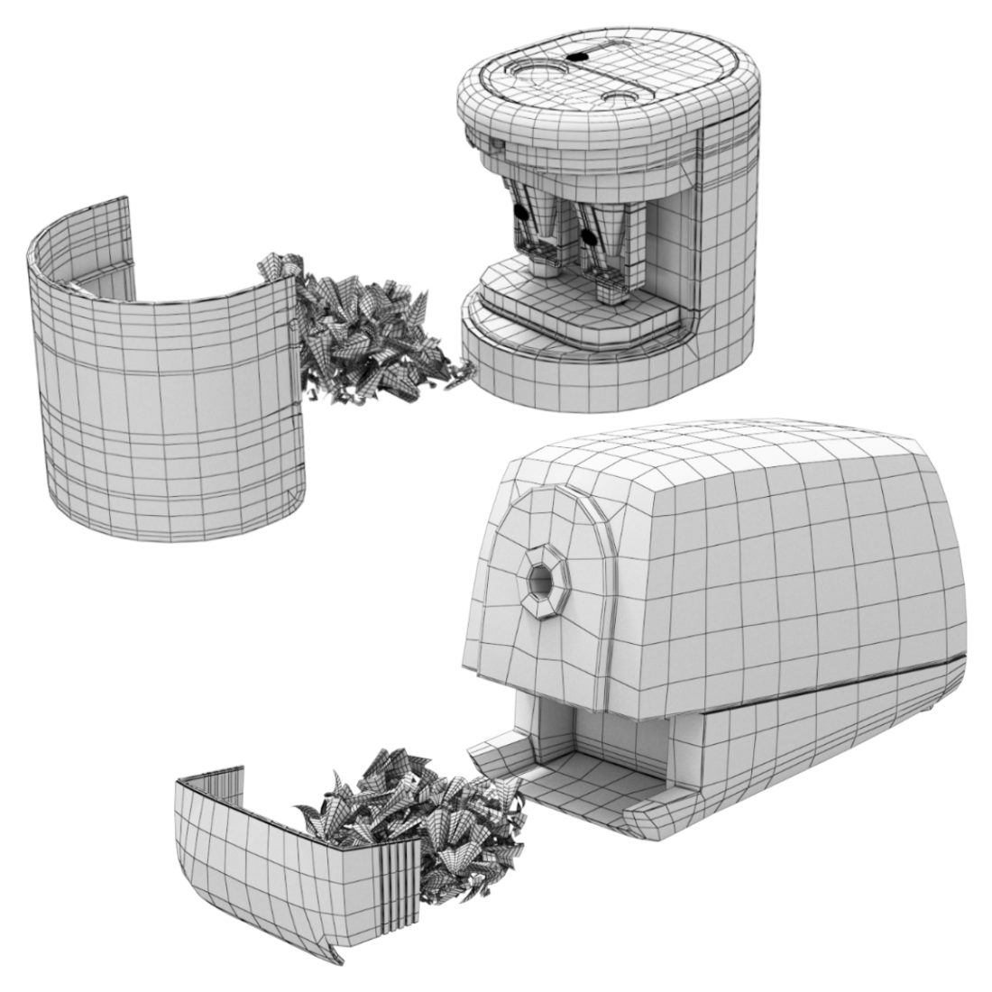 Sharpener Exploded Drawing Front View Set Of Electric Sharpeners 3D Model for VRay | CGMood
