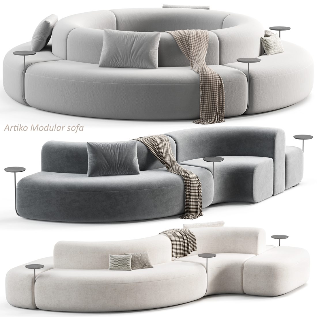 Artiko Modular Sectional Fabric Sofa 3D Model for VRay, Corona | CGMood