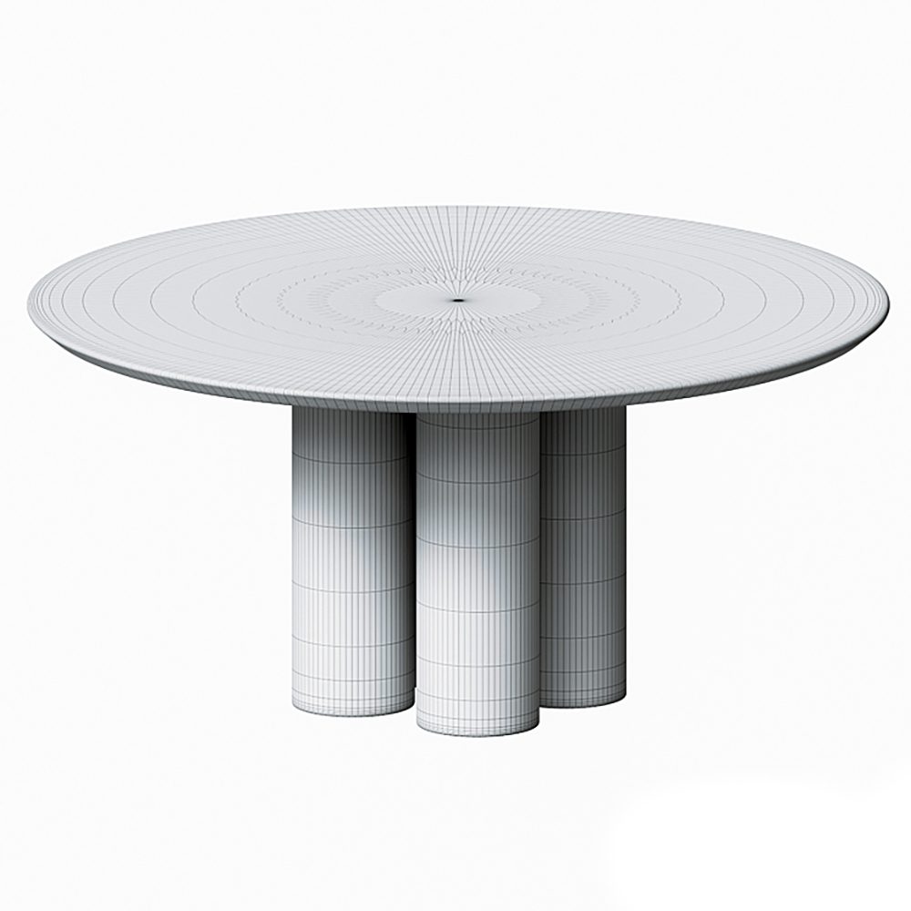 Wood Color Round Dining Table - 3D Model for Corona