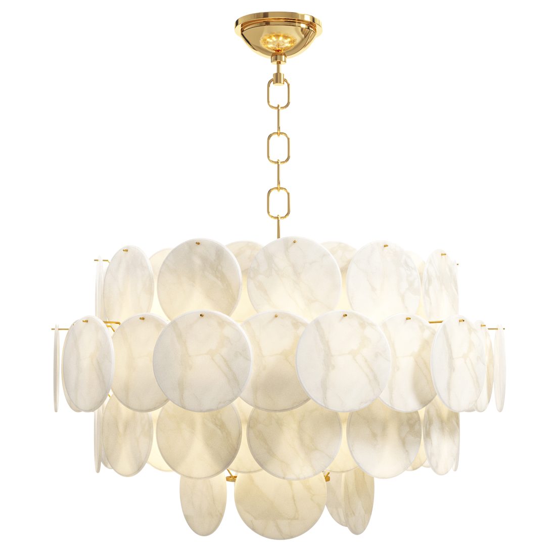 Alabaster Shell Brass Chandelier 3D Model for VRay, Corona | CGMood