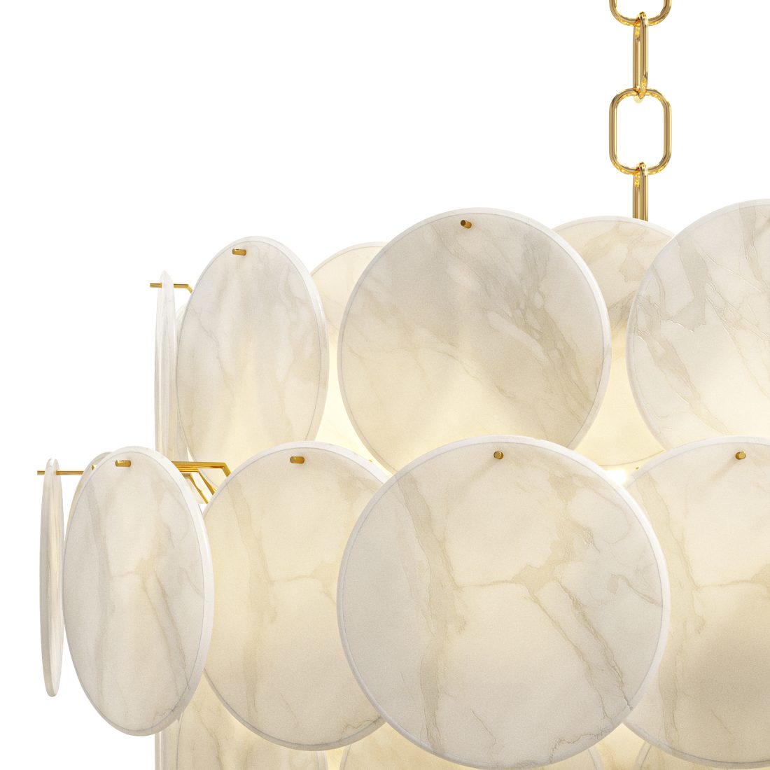 Alabaster Shell Brass Chandelier 3D Model for VRay, Corona | CGMood
