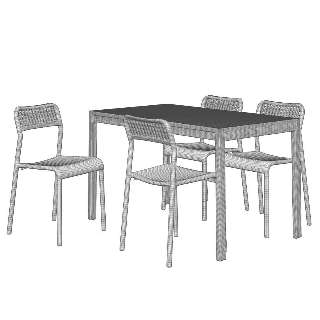 Table Et Chaises IKEA Sandsberg/Adde Noires - Lot Salle à Manger 5 Pièces En Bois
