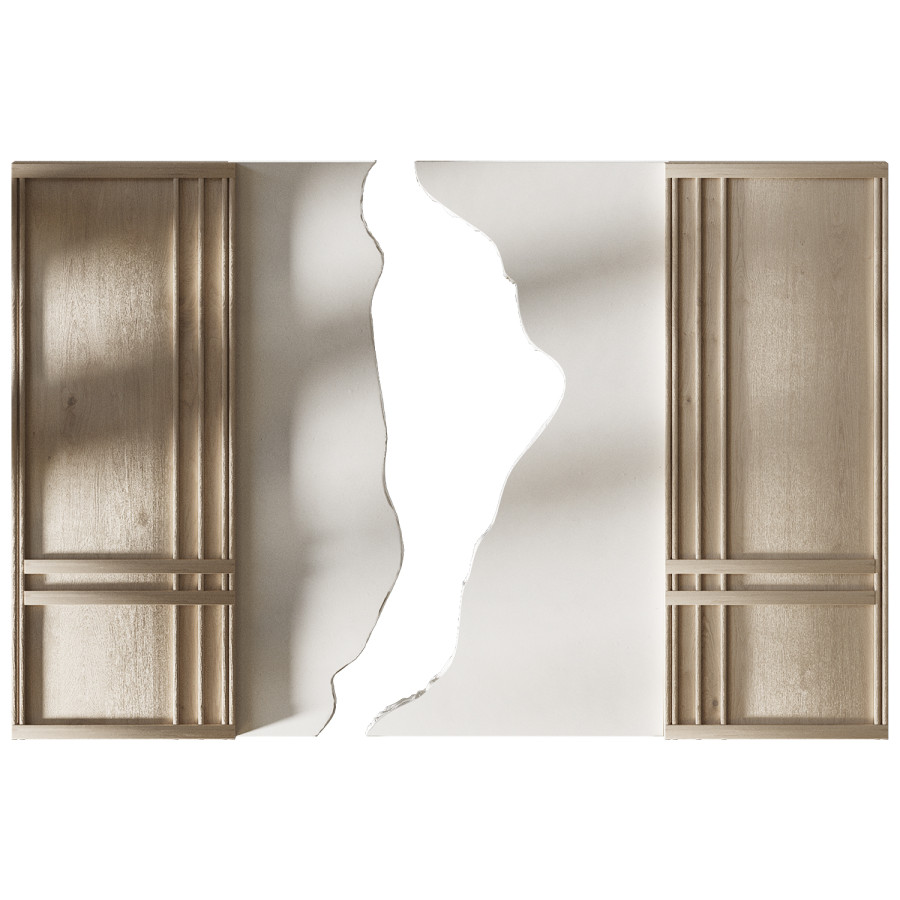 Wood And Gypsum Decorative Wall Panel 2 3D Model for Corona | CGMood
