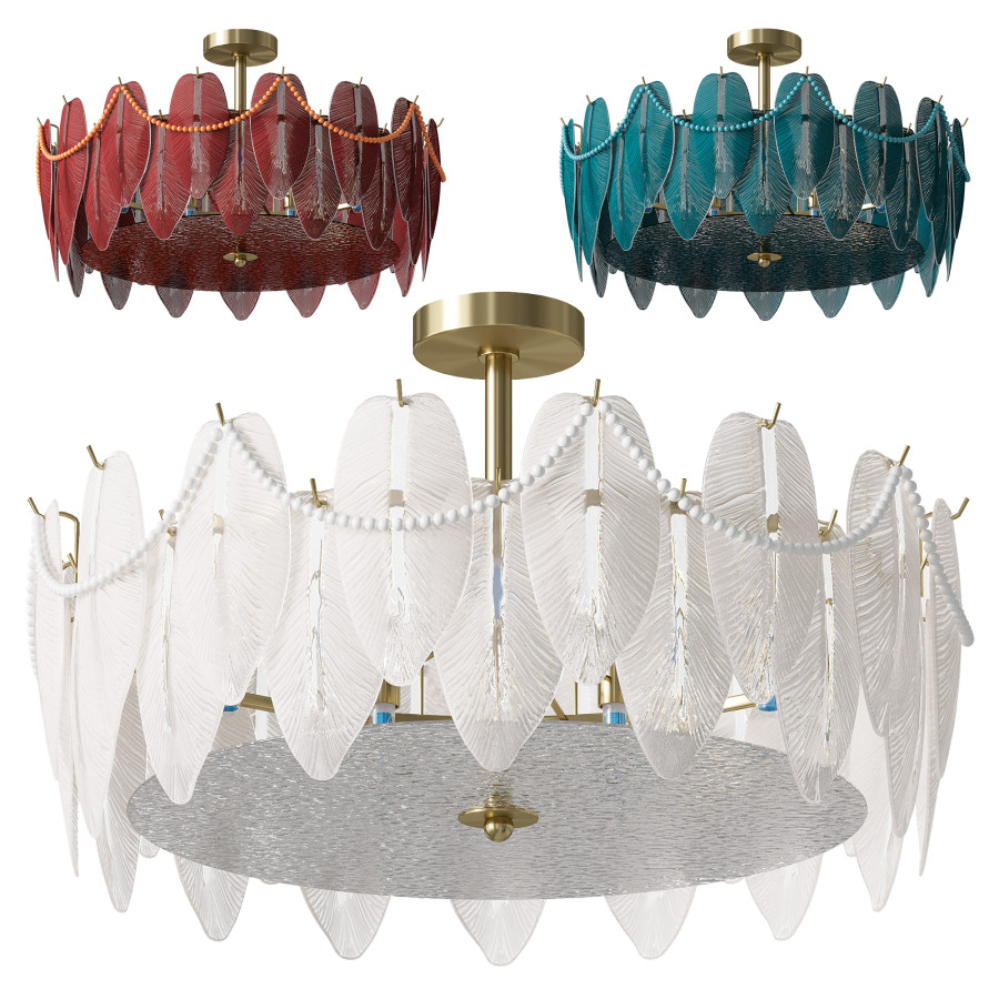 Glass Feather Chandeliers 3D Model for Corona | CGMood