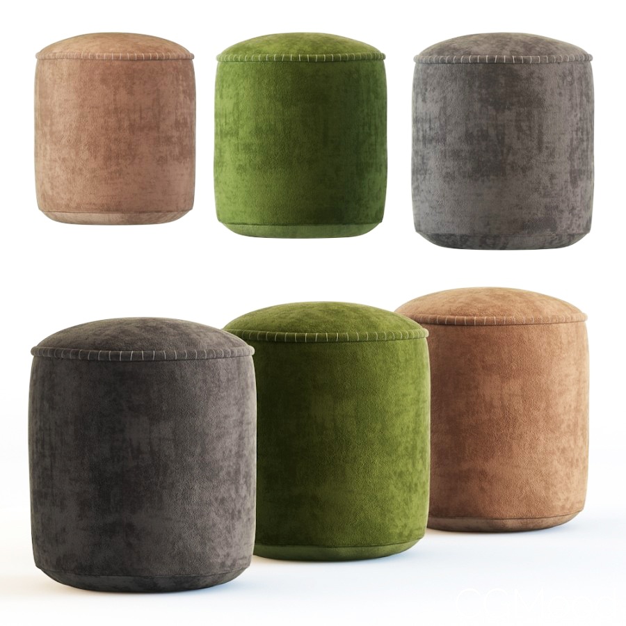 Turquoise Cotton Pouf Ottoman - 3D Model for Corona