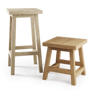 Wooden Bar Stool And Backless Stool