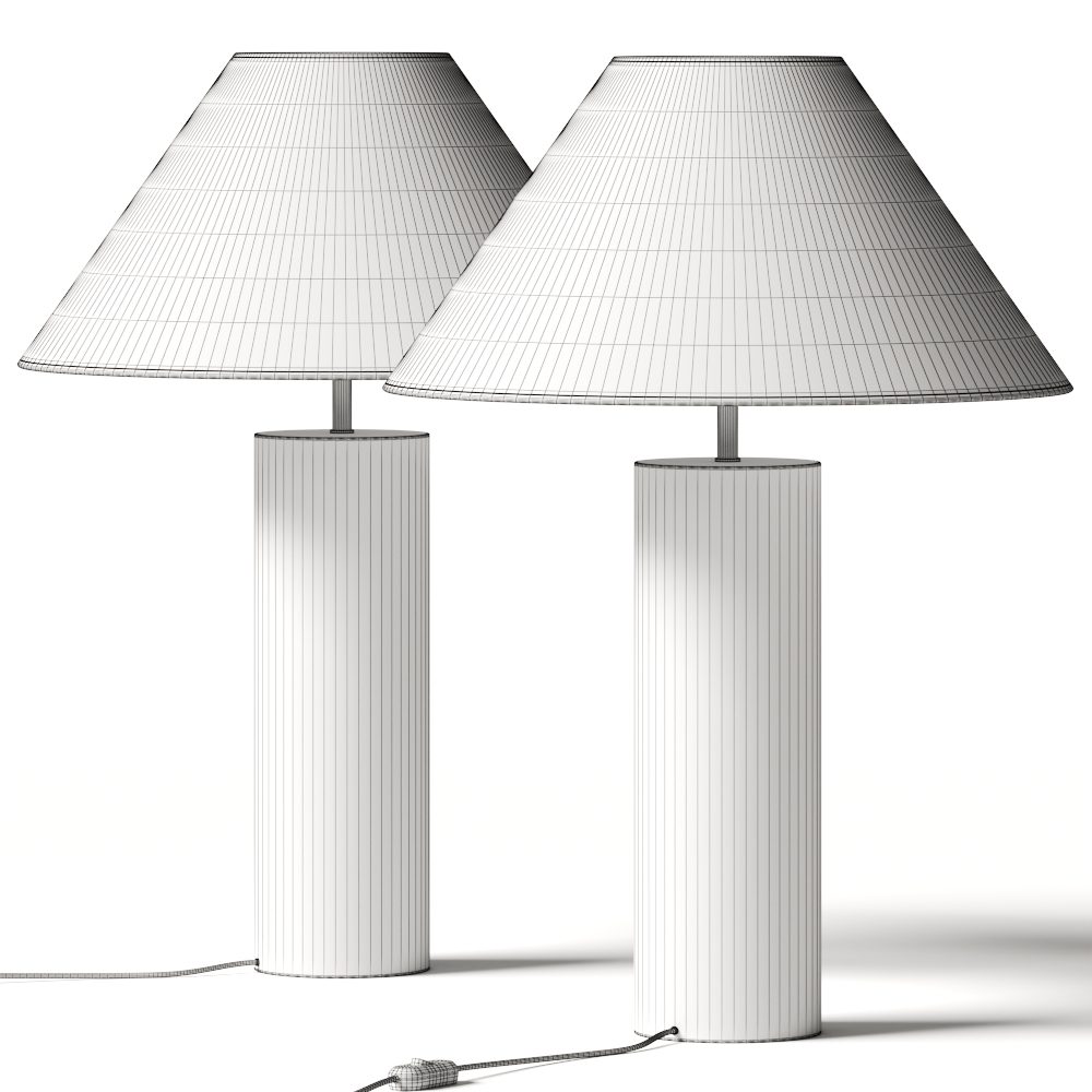 West Elm Wood Column Table Lamp - 3D Model for VRay, Corona