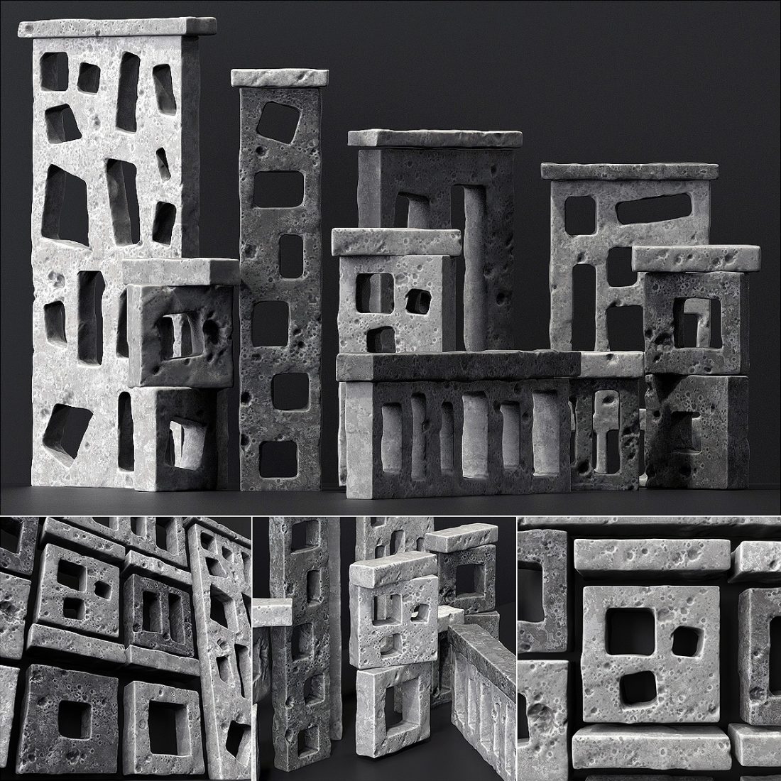 Stone Building Facade N1 3D Model for VRay, Corona | CGMood