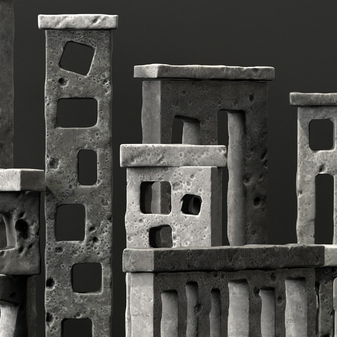 Stone Building Facade N1 3D Model for VRay, Corona | CGMood