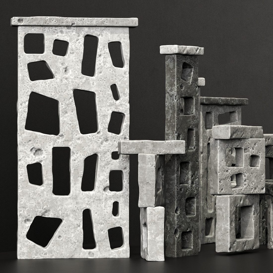 Stone Building Facade N1 3D Model for VRay, Corona | CGMood