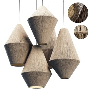Lamp Wood Rattan Wicker Cone N3