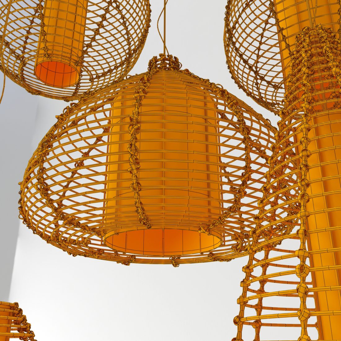 Lamp Light Form Rotang Thick N1 - 3D Model for VRay, Corona