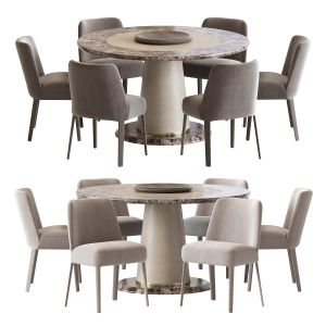 Febo Chair And Modern Brown Marble Round Dining Ta