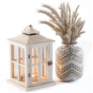 Decorative Wheat & White Lantern