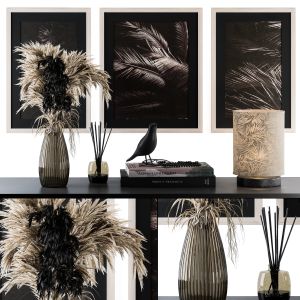 Decorative Set Dried Plants With Lampshade - Set36