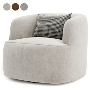 Wide Boucle Upholstered Swivel Armchair