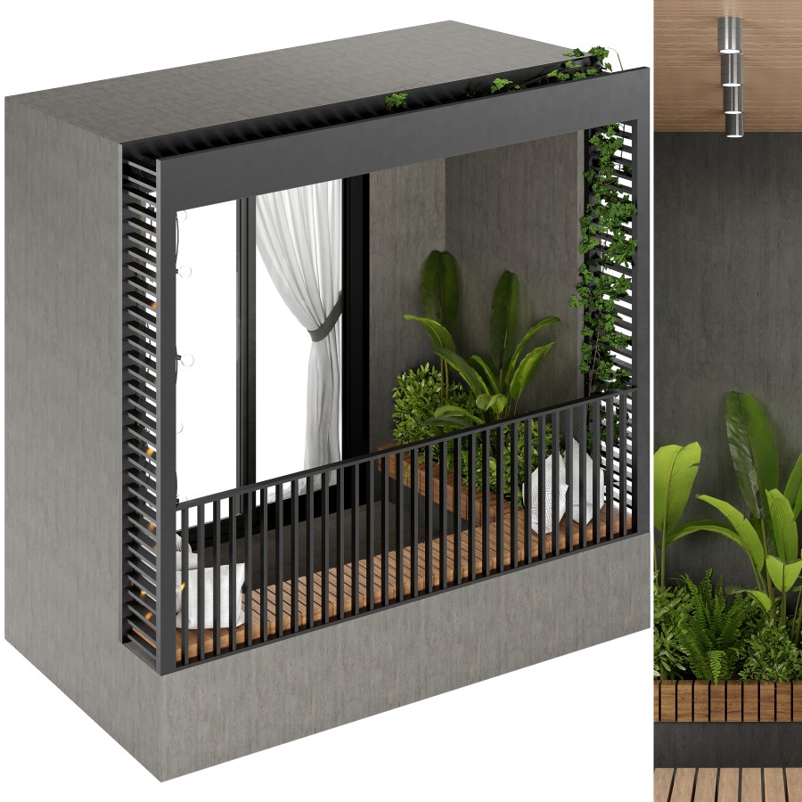Apartment Modern Balcony 02 3D Model for Corona | CGMood