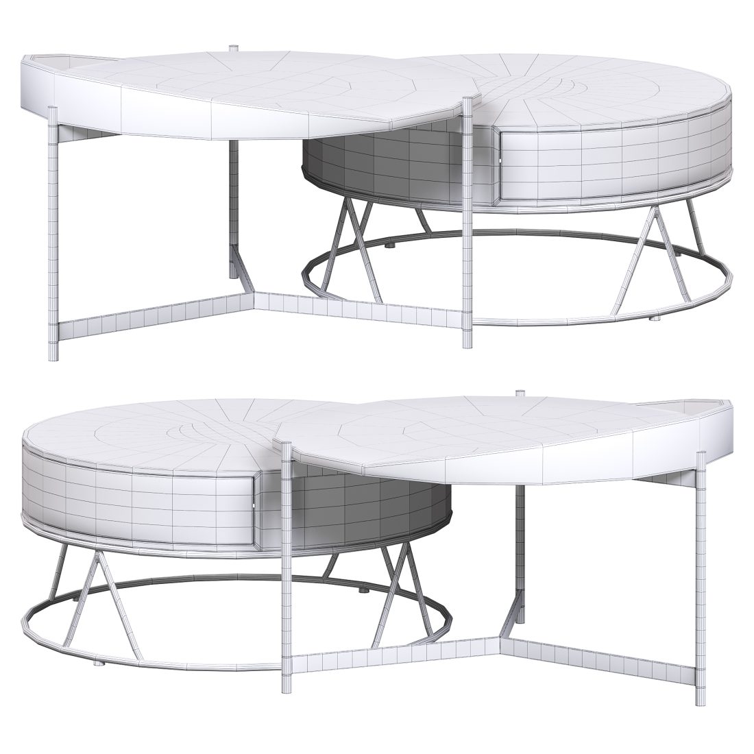 Round Nesting Coffee Table White Green 11935 By Ho - 3D Model for Corona