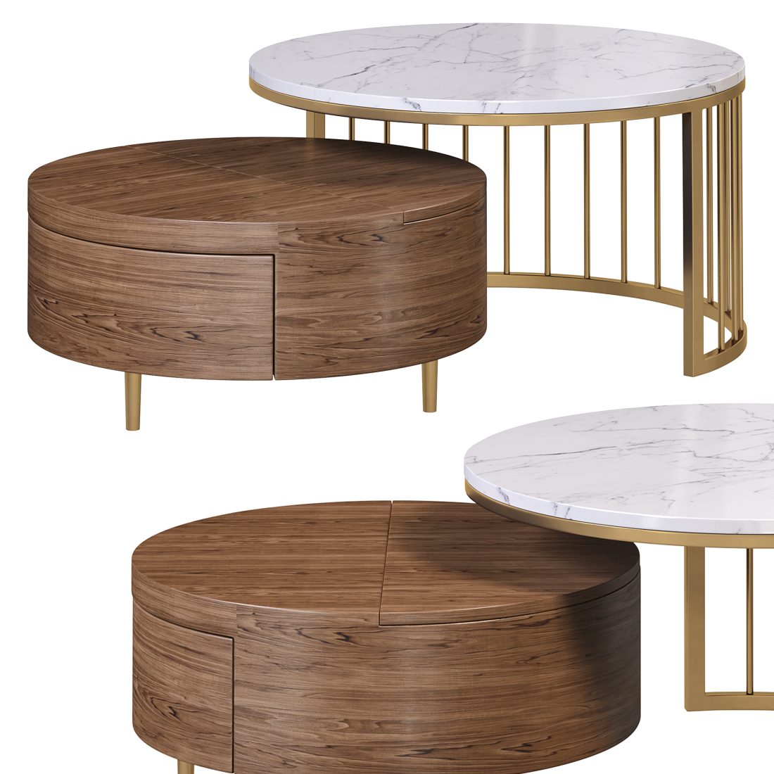 Whitewalnut Round Nesting Coffee Table By Homary 3D Model for Corona ...
