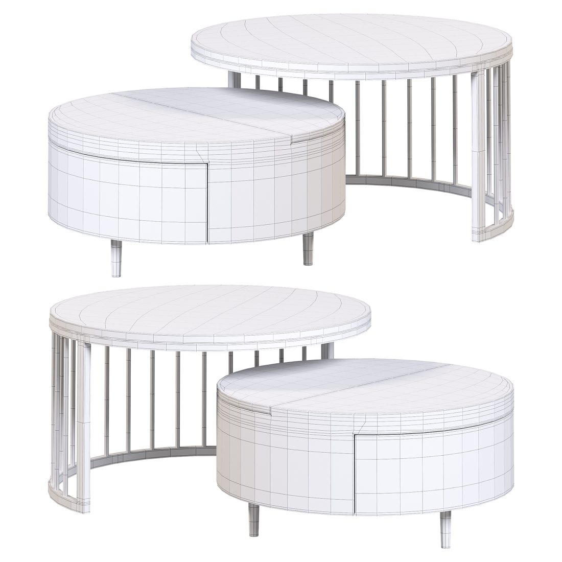 Whitewalnut Round Nesting Coffee Table By Homary 3D Model for Corona ...