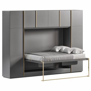 Langoni Murphy Bed With Cabinets 'u' Layout