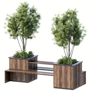 Bench With Plants - Urban Furniture 01