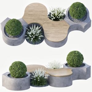 Bench With Plants - Urban Furniture 02