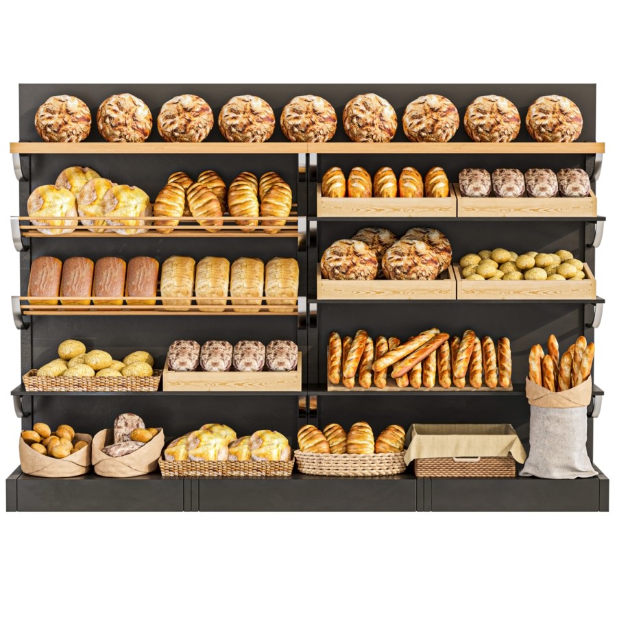 Rack With Baked Goods In A Candy Store - 3D Model for Corona