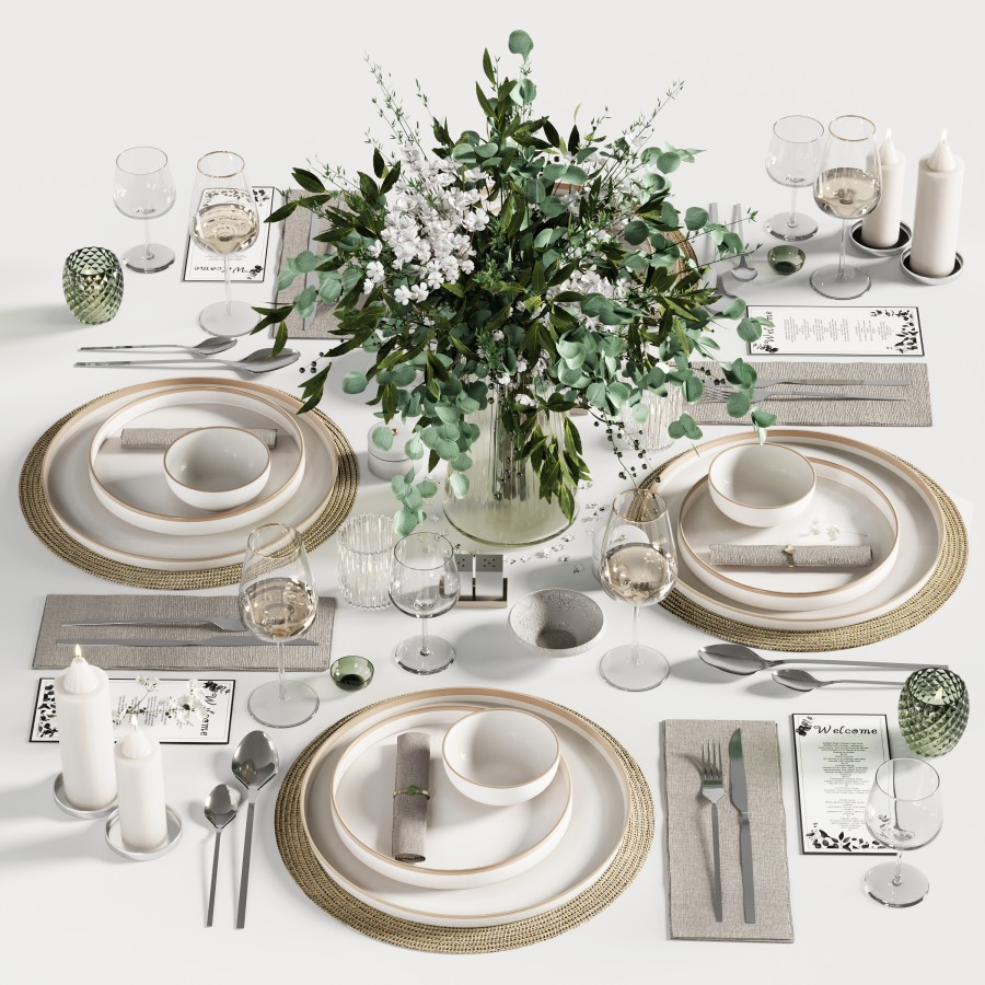 Tableware Set 18 3D Model for VRay, Corona | CGMood