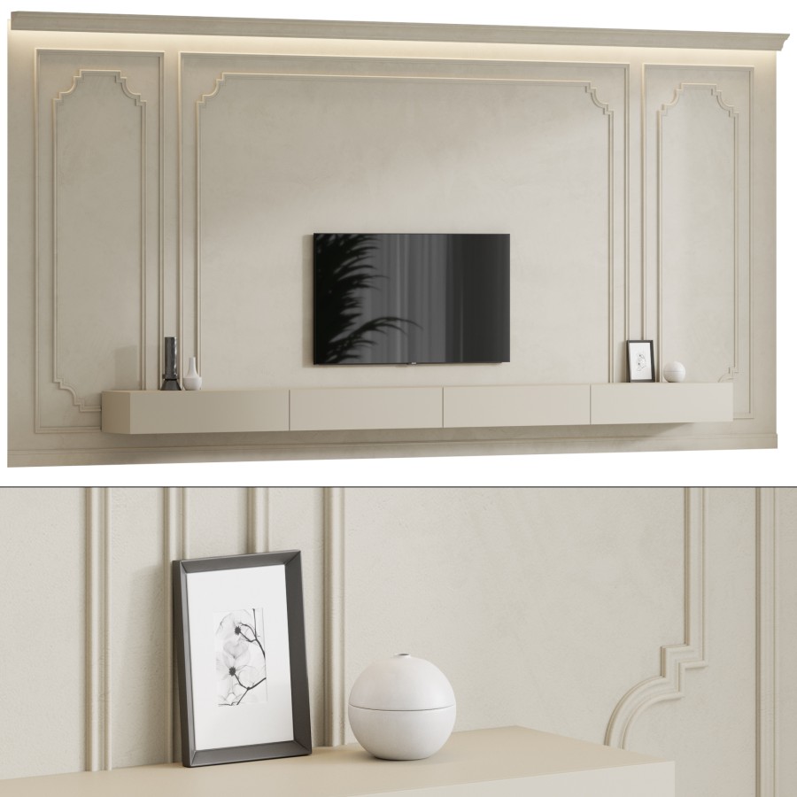 Tv Zone Rasmlari Wall Composition. Tv Zone Set - 3D Model for VRay, Corona