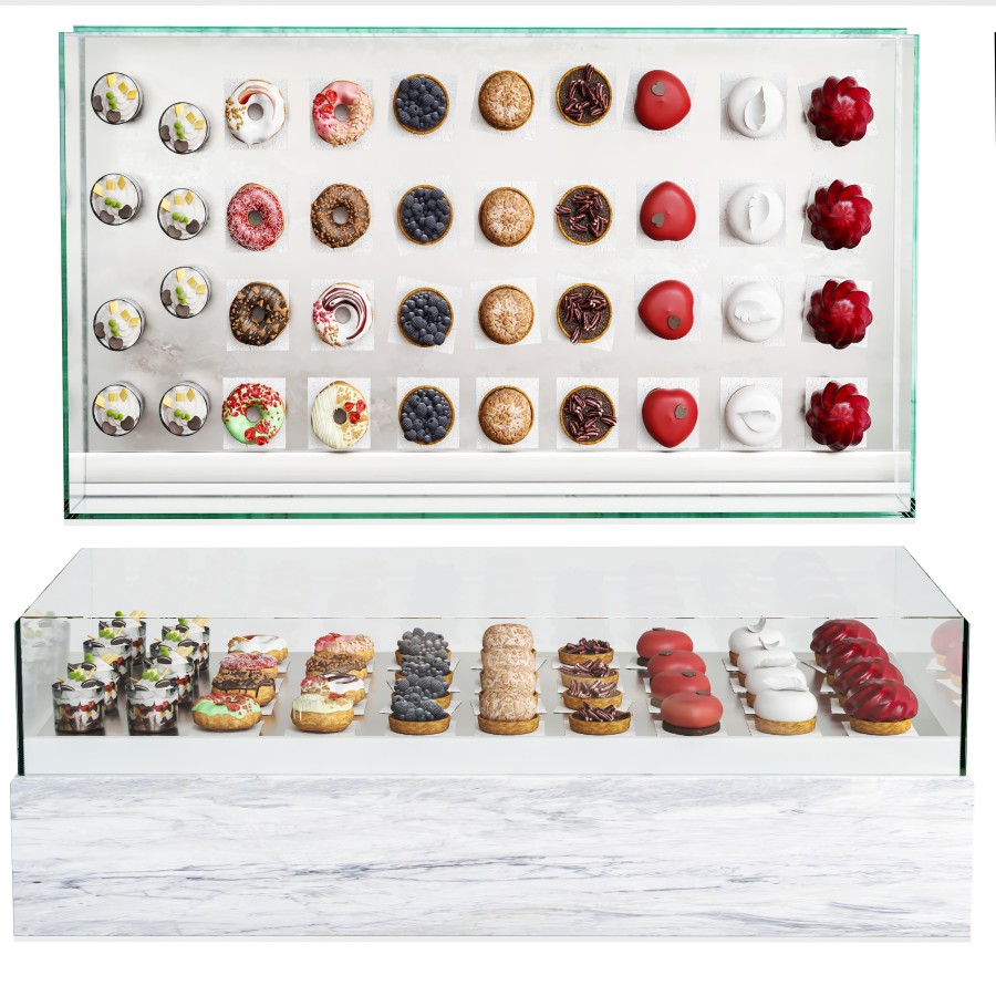 Display Case With Desserts. Pastry, Cake 3D Model for Corona | CGMood