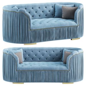 Luxury Modern Blue Velvet Upholstered 3 Seater Sof