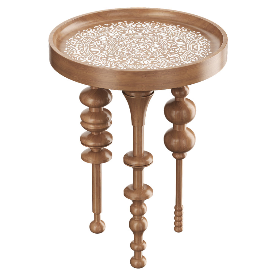 Oak Wood Side Table - 3D Model for VRay, Corona