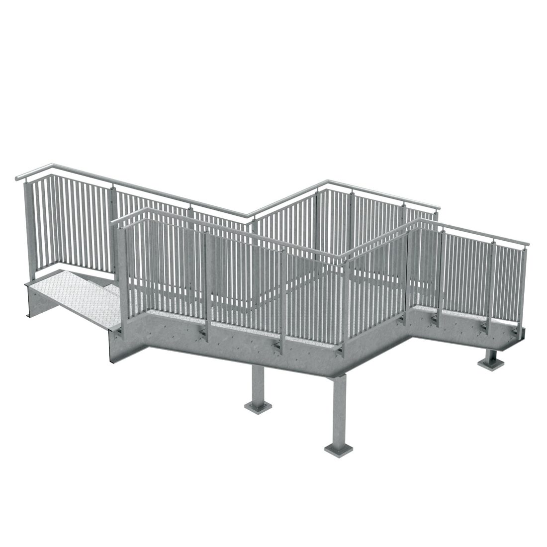 Industrial Urban Metal Stairs With Two Sections Se 3D Model for VRay ...