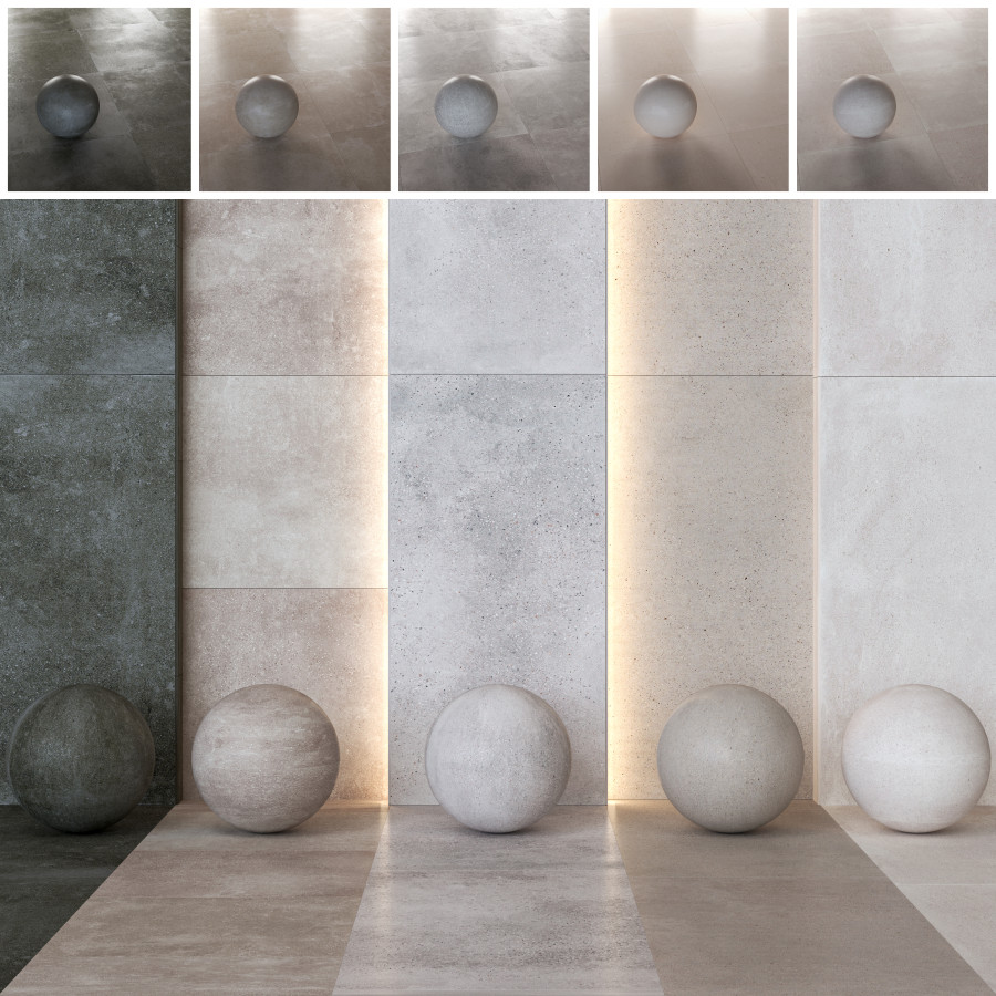 Porcelanosa Bottega Concrete Effect Tile (20 In 1) Material for VRay ...