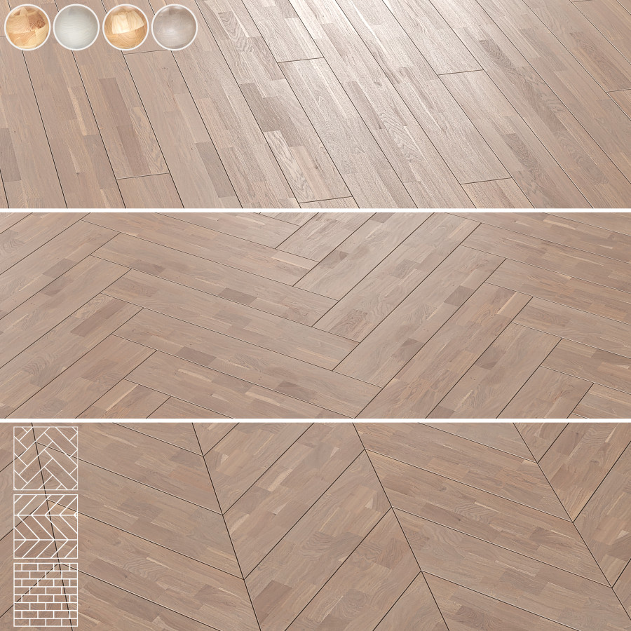 Boen Oak & Ash Parquet Floor Geometry 4k Textures - 3D Model for VRay ...