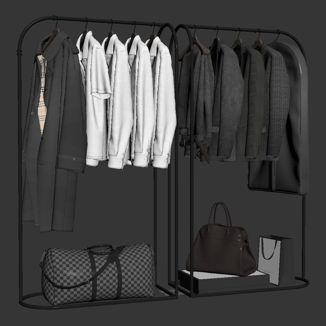 Clothes Rack Macro Rack With Clothes 04 3D Model for VRay, Corona | CGMood