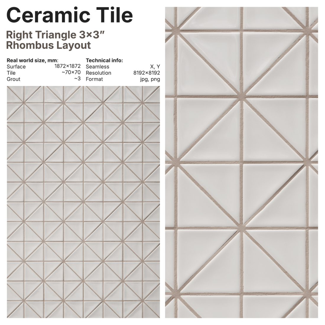 Right Triangle Mini Tiles Texture / PBR Material | CGMood