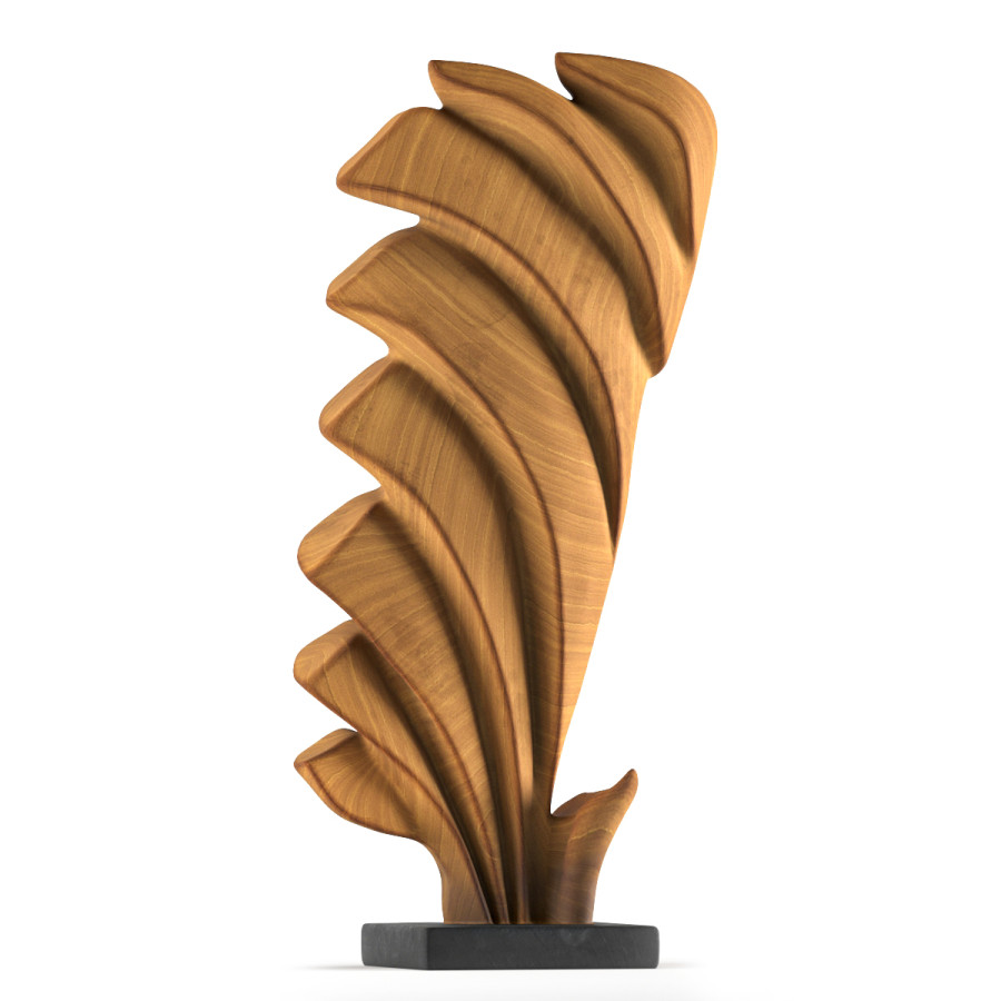 Dynamic Curve Wooden Abstract Sculpture 3D Model for VRay, Corona | CGMood