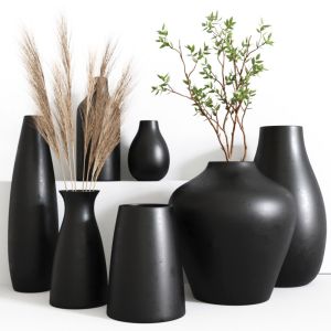 Black Vases Decor Set