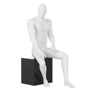 Male Faceless Mannequin Sitting On A White Box 71