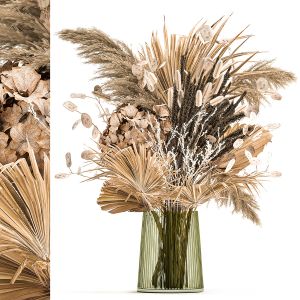 Bouquet Of Dried Flowers In A Glass Vase 134