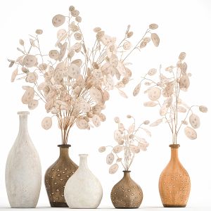 Bouquet Of Dried Flowers Lunaria In A Clay Vase 13