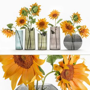 Flower Bouquet Of Sunflowers In A Vase 120